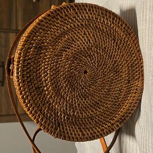 Round Woven Tan Bag